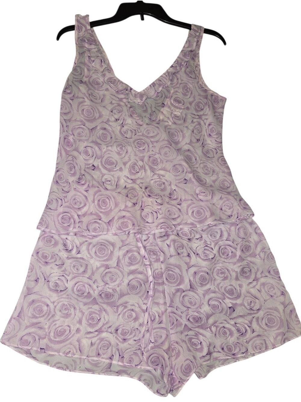 Secret Treasures Pajama Set Small Purple White Floral Polyester